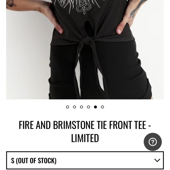 Blackmilk “FIRE AND BRIMSTONE TIE FRONT TEE” Size Small S NWT - Picture 3 of 13